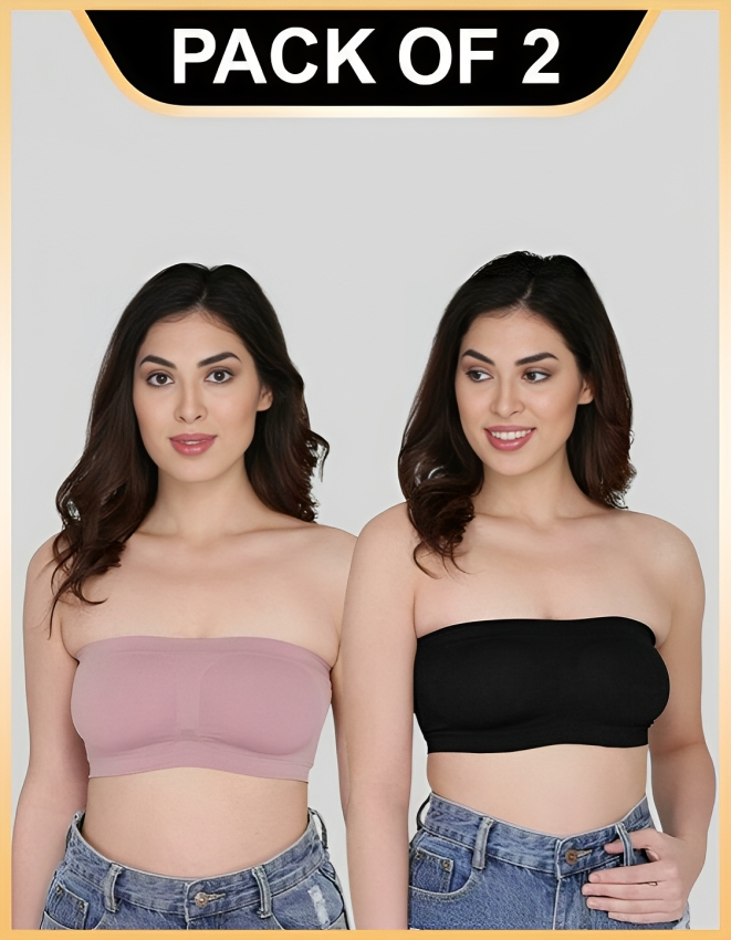 Women Bandeau/Tube Non-Padded Bra: Everyday Use, Gym Bra(Pack of 2) -P
Jetveli Introducing our versatile Multicolor bandeau top, the ultimate combination of comfort and style.
Designed to provide the perfect fit, this tube bra offers eWomen Bandeau/Tube