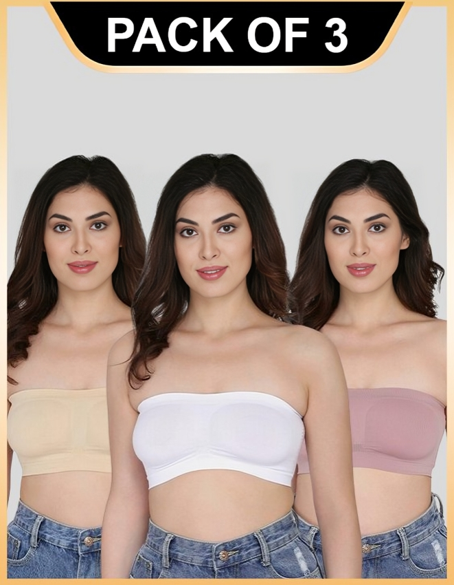 Women Bandeau/Tube Non-Padded Bra: Everyday Use, Gym Bra(Pack of 3)
Jetveli Introducing our versatile Multicolor bandeau top, the ultimate combination of comfort and style.
Designed to provide the perfect fit, this tube bra offers eWomen Bandeau/Tube