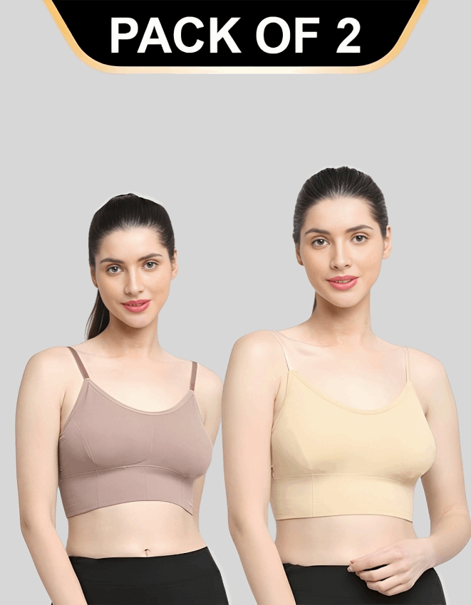 Padded & No Wire Dry Fit Solid Comfort Workout Bra for Women (Pack of 2)