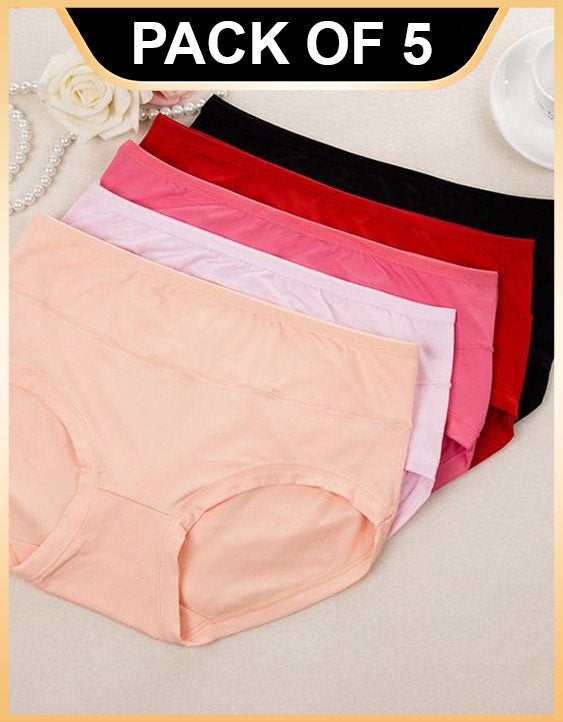 High Waist Cotton Panties and Full Brief Panties for Women (Pack of 5)