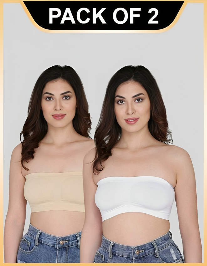 Women Bandeau/Tube Non-Padded Bra: Everyday Use, Gym Bra(Pack of 2) - 
Jetveli Introducing our versatile Multicolor bandeau top, the ultimate combination of comfort and style.
Designed to provide the perfect fit, this tube bra offers eWomen Bandeau/Tube