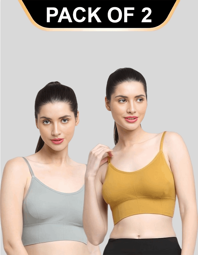 Padded & No Wire Dry Fit Solid Comfort Workout Bra for Women (Pack of 2)