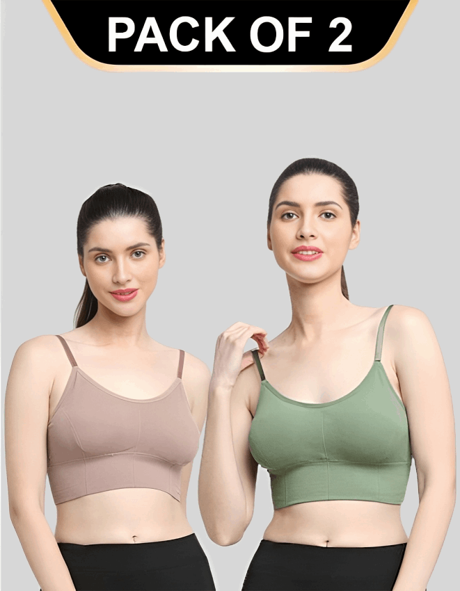 Padded & No Wire Dry Fit Solid Comfort Workout Bra for Women (Pack of 2)