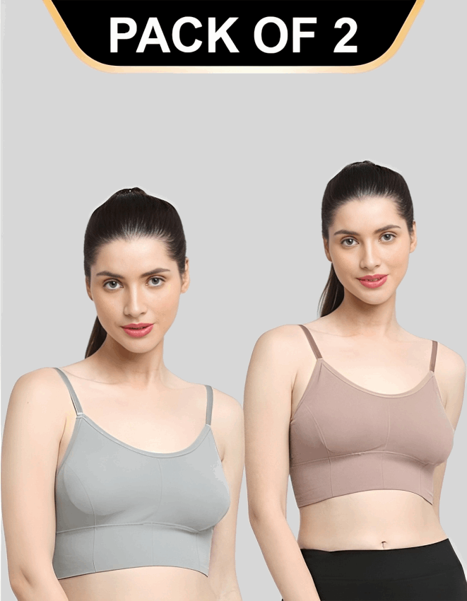 Padded & No Wire Dry Fit Solid Comfort Workout Bra for Women (Pack of 2)