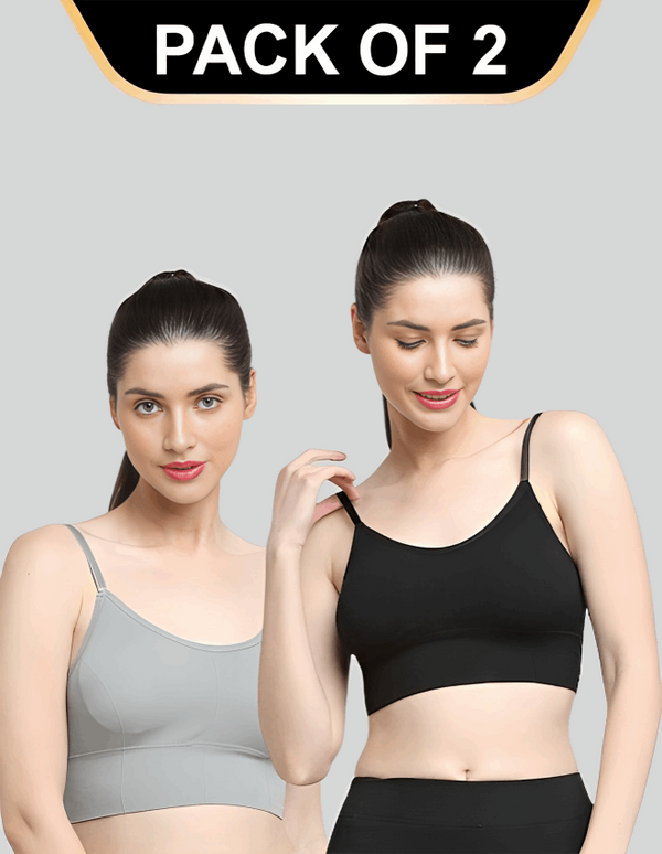 Padded & No Wire Dry Fit Solid Comfort Workout Bra for Women (Pack of 2)