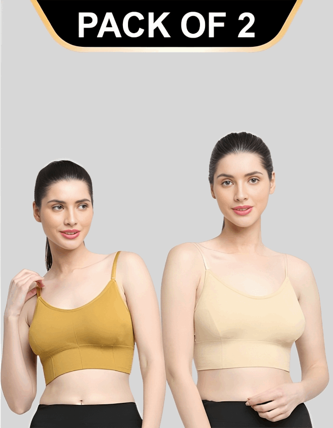 Padded & No Wire Dry Fit Solid Comfort Workout Bra for Women (Pack of 2)