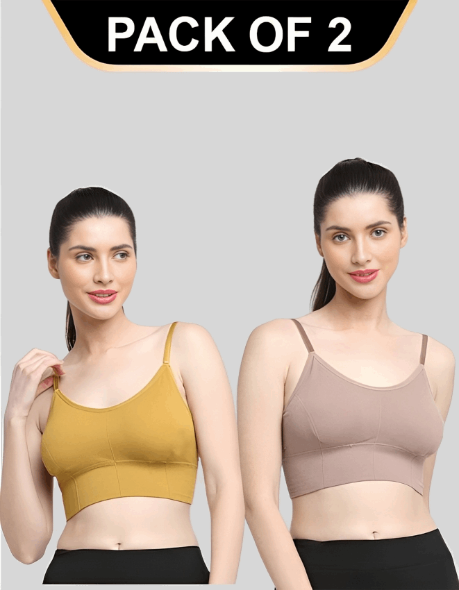 Padded & No Wire Dry Fit Solid Comfort Workout Bra for Women (Pack of 2)