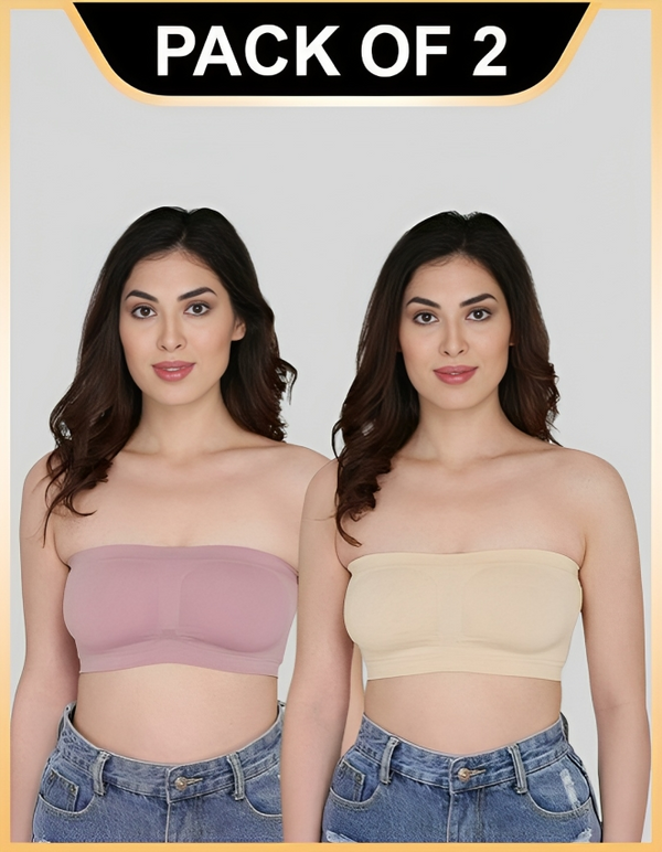 Women Bandeau/Tube Non-Padded Bra: Everyday Use, Gym Bra(Pack of 2) -B
Jetveli Introducing our versatile Multicolor bandeau top, the ultimate combination of comfort and style.
Designed to provide the perfect fit, this tube bra offers eWomen Bandeau/Tube