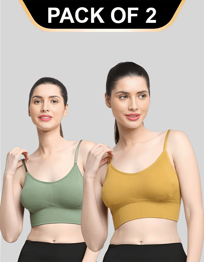 Padded & No Wire Dry Fit Solid Comfort Workout Bra for Women (Pack of 2)