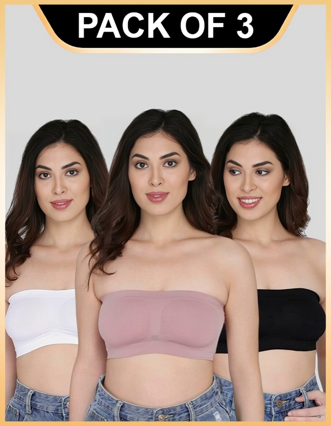 Women Bandeau/Tube Non-Padded Bra: Everyday Use, Gym Bra(Pack of 3)
Jetveli Introducing our versatile Multicolor bandeau top, the ultimate combination of comfort and style.
Designed to provide the perfect fit, this tube bra offers eWomen Bandeau/Tube