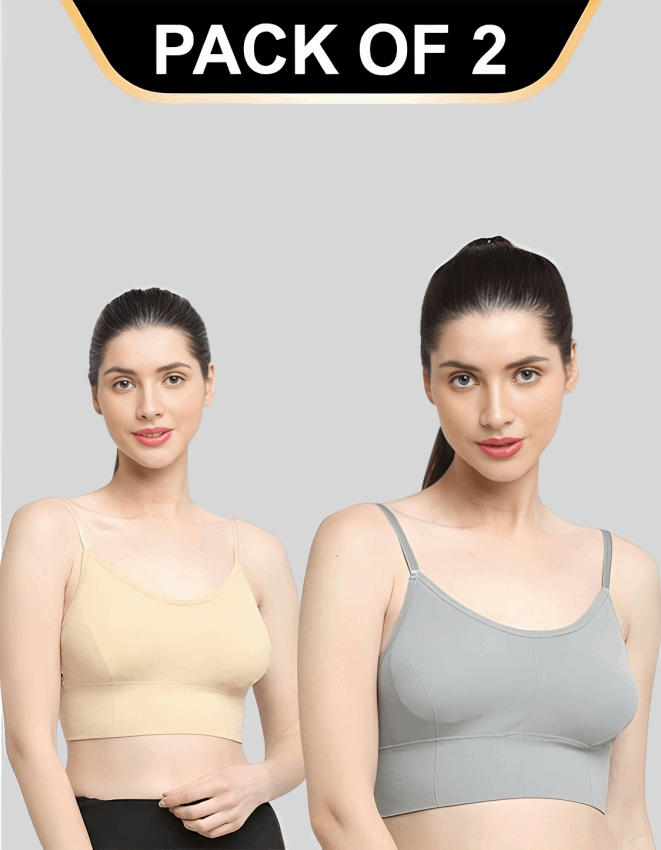 Padded & No Wire Dry Fit Solid Comfort Workout Bra for Women (Pack of 2)