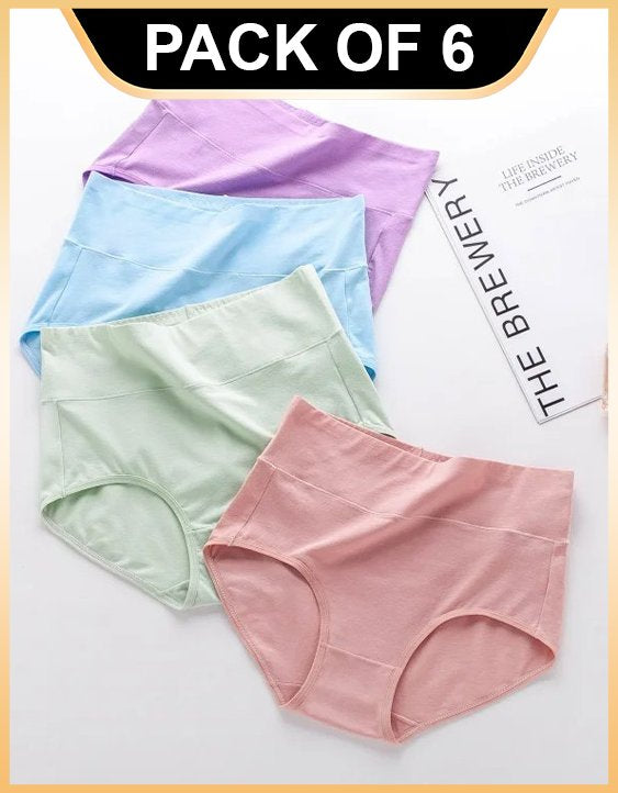 High Waist Cotton Panties and Full Brief Panties for Women (Pack of 6)