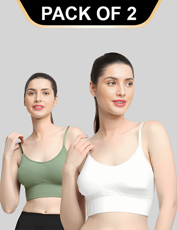 Jetveli Super Soft Sports Bra for Every Leap of Faith(Pack of 2) - Introducing the Rust Padded &amp; Non-Wired Dry Fit Solid Workout Bra, a must-have addition to your fitness wardrobe. This high-quality sports bra features a sleek Jetveli Super Soft Sports Bra