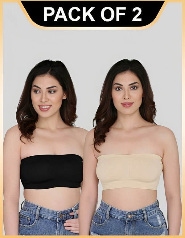 Women Bandeau/Tube Non-Padded Bra: Everyday Use, Gym Bra(Pack of 2) -B
Jetveli Introducing our versatile Multicolor bandeau top, the ultimate combination of comfort and style.
Designed to provide the perfect fit, this tube bra offers eWomen Bandeau/Tube