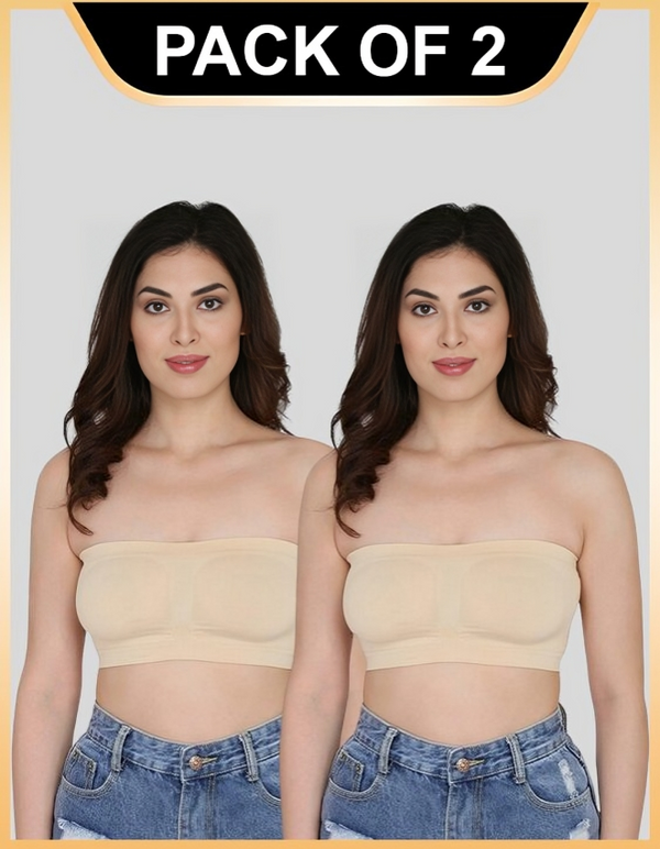 Women Bandeau/Tube Non-Padded Bra: Everyday Use, Gym Bra(Pack of 2) - 
Jetveli Introducing our versatile Multicolor bandeau top, the ultimate combination of comfort and style.
Designed to provide the perfect fit, this tube bra offers eWomen Bandeau/Tube