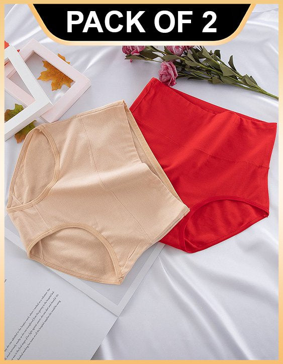 High Waist Cotton Panties and Full Brief Panties for Women (Pack of 2)