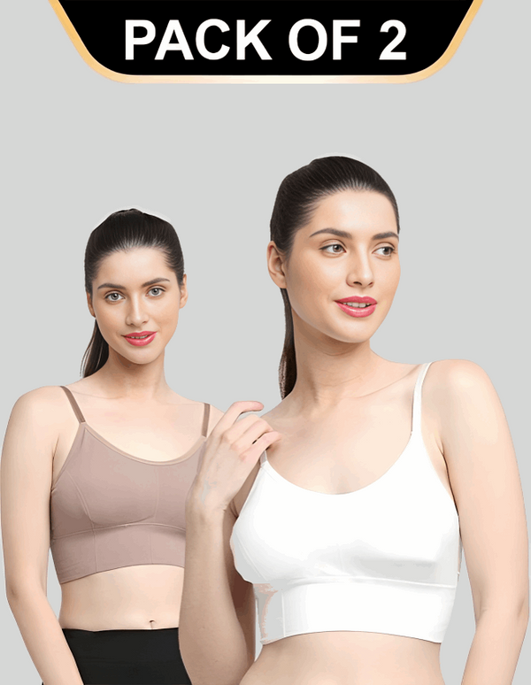 Padded & No Wire Dry Fit Solid Comfort Workout Bra for Women (Pack of 2)