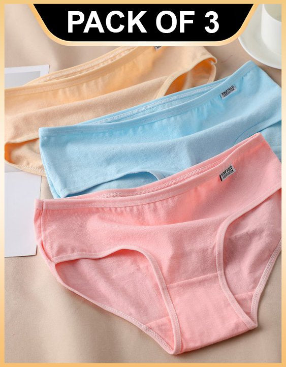 Cotton Hipster Panties for Women by Jetveli (Multi-color) (Pack of 3)