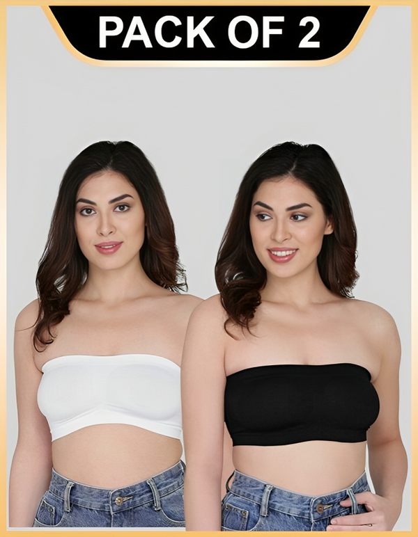 Women Bandeau/Tube Non-Padded Bra: Everyday Use, Gym Bra(Pack of 2) - 
Jetveli Introducing our versatile Multicolor bandeau top, the ultimate combination of comfort and style.
Designed to provide the perfect fit, this tube bra offers eWomen Bandeau/Tube