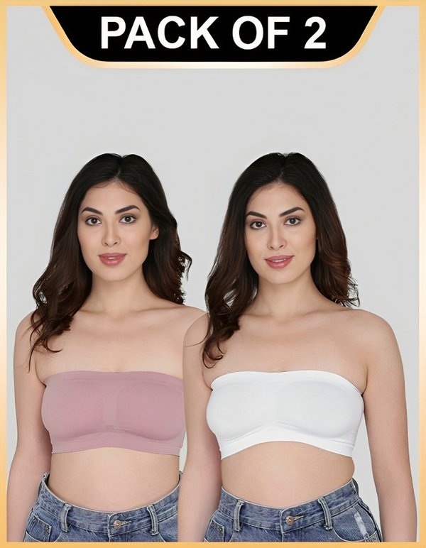 Women Bandeau/Tube Non-Padded Bra: Everyday Use, Gym Bra(Pack of 2) - 
Jetveli Introducing our versatile Multicolor bandeau top, the ultimate combination of comfort and style.
Designed to provide the perfect fit, this tube bra offers eWomen Bandeau/Tube