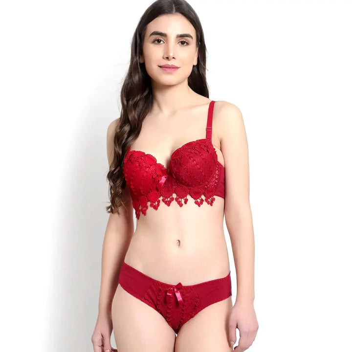 Bra Panty SetJetveliflattering Cotton Bra
Jetveli Introducing our Women's Cotton Lightly Double Push-Up Padded Cup Under-Wired Regular Bra Panty Set, designed to provide comfort and style. This set features