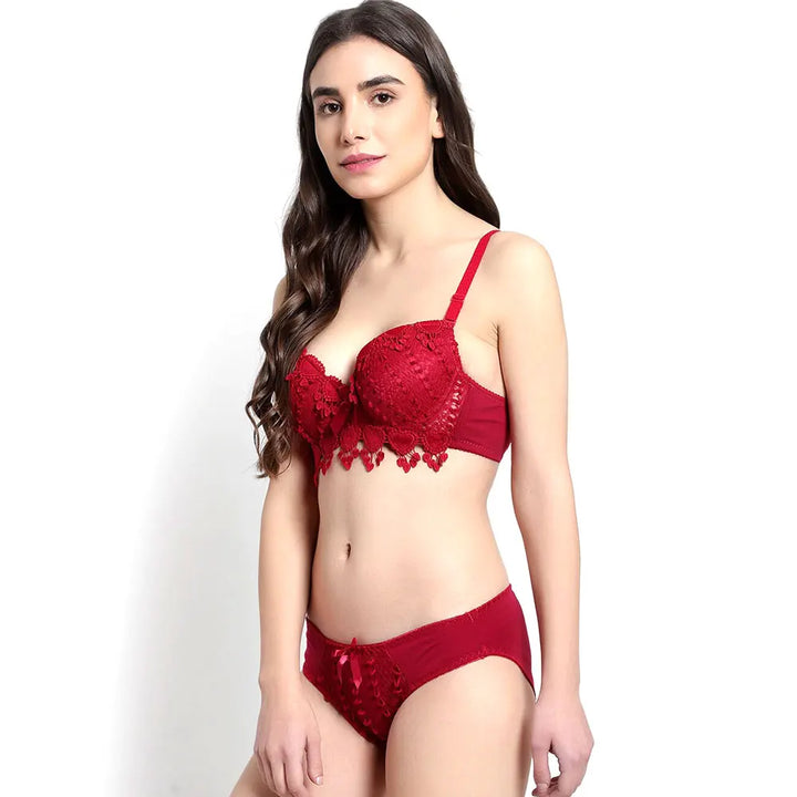 Bra Panty SetJetveliflattering Cotton Bra
Jetveli Introducing our Women's Cotton Lightly Double Push-Up Padded Cup Under-Wired Regular Bra Panty Set, designed to provide comfort and style. This set features