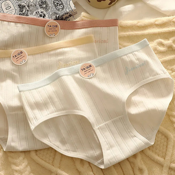 Women's Simple Mid-Rise Cotton Panties Macaron Color| Sweet Underwear High Elastic Soft Breathable Casual Briefs