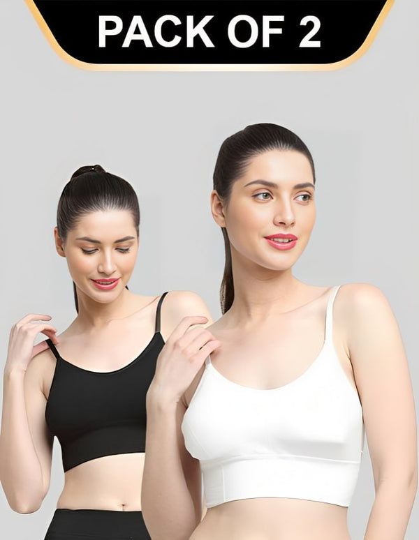 Jetveli Super Soft Sports Bra for Effortless Support(Pack of 2) - whit
Introducing the Rust Padded &amp; Non-Wired Dry Fit Solid Workout Bra, a must-have addition to your fitness wardrobe. This high-quality sports bra features a sleek Jetveli Super Soft Sports Bra